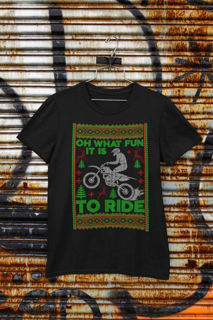 Biker Christmas Gift Motorbike T-Shirt Oh What Fun It Is To Ride jumper style