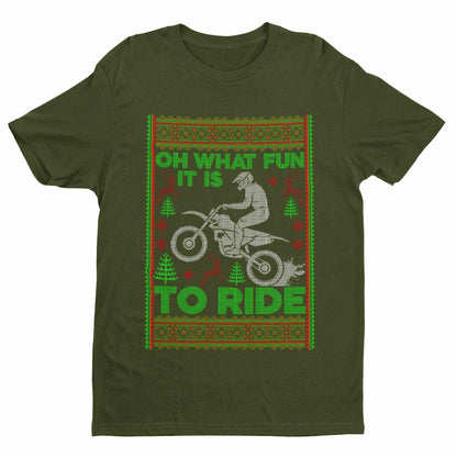 Biker Christmas Gift Motorbike T-Shirt Oh What Fun It Is To Ride jumper style