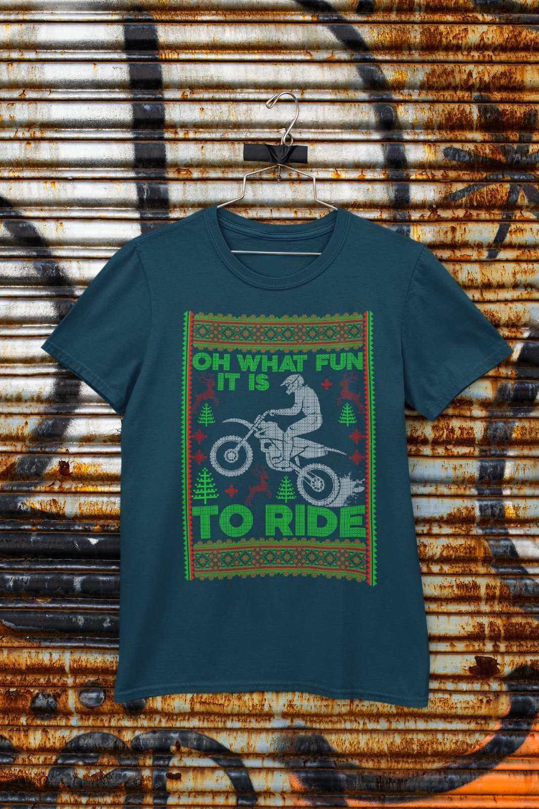 Biker Christmas Gift Motorbike T-Shirt Oh What Fun It Is To Ride jumper style