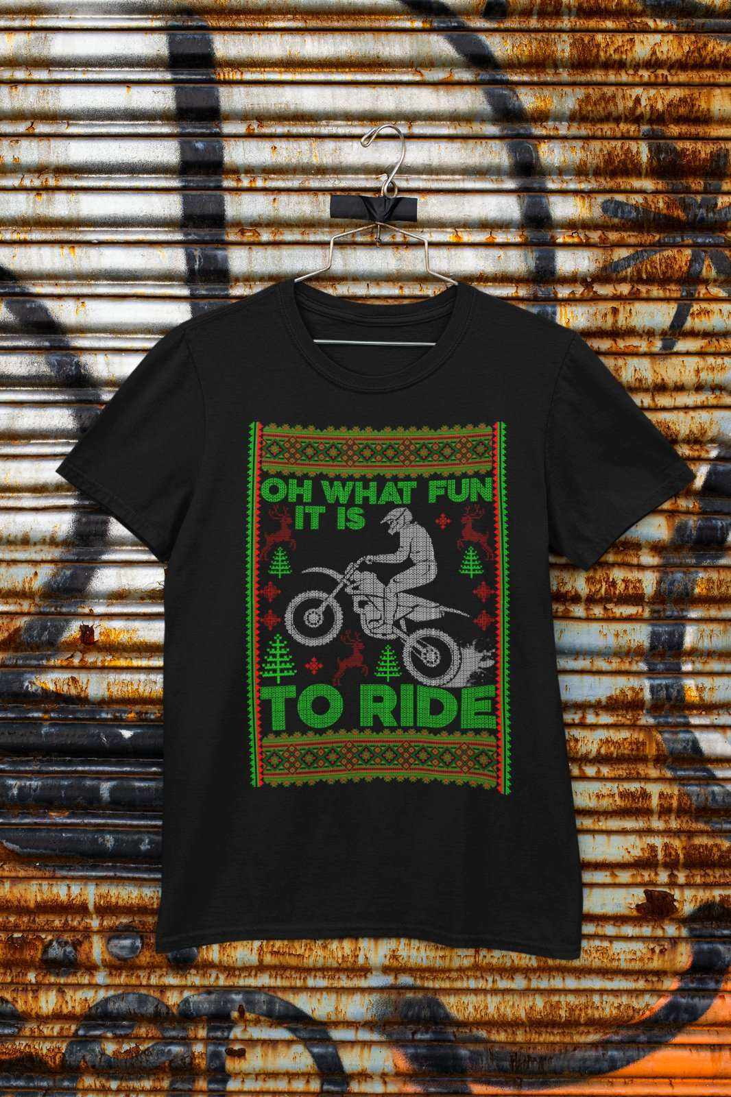 Biker Christmas Gift Motorbike T-Shirt Oh What Fun It Is To Ride jumper style
