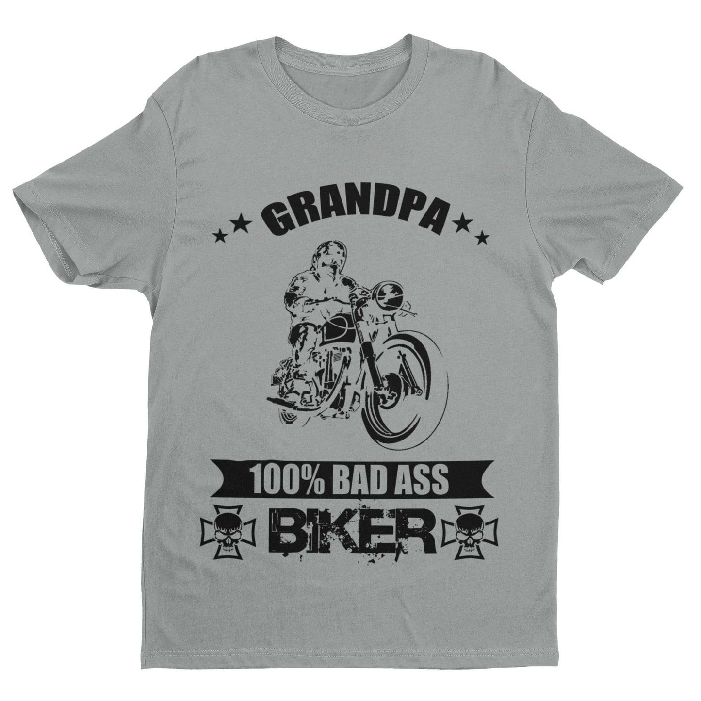 Biker Grandpa T-Shirt 100% Bad Ass Biker Funny Gift Grandad Motorcycle Bike T-Shirt