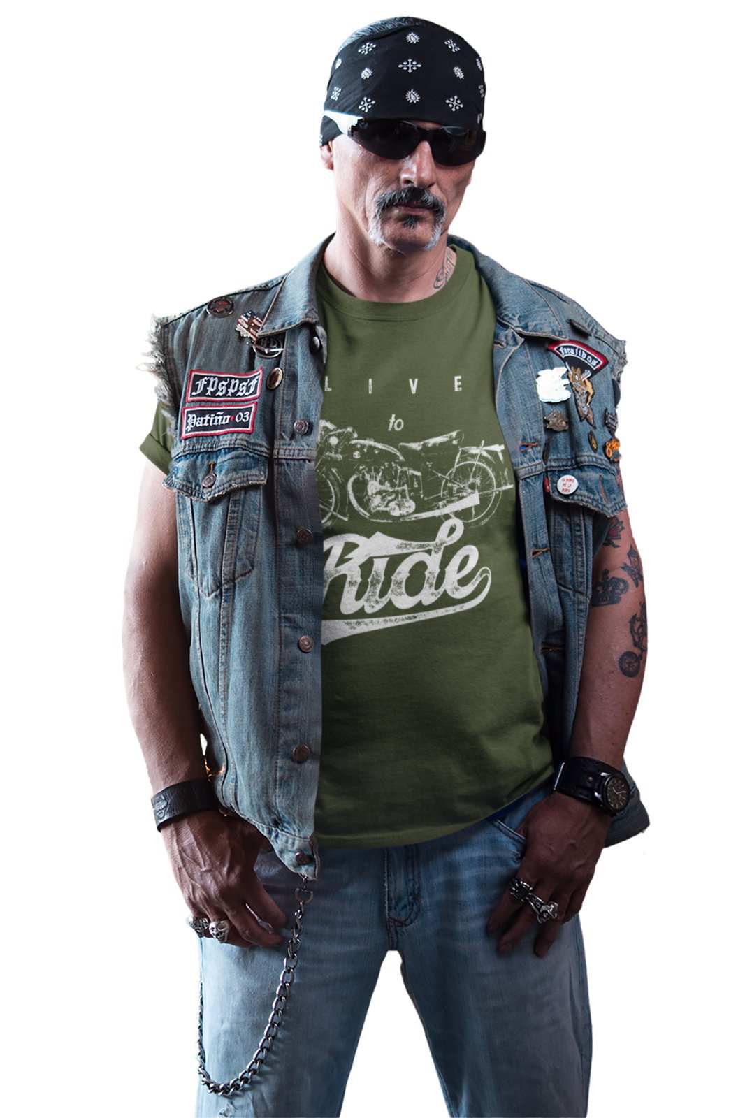 Biker T-Shirt Live To Ride Motorcycle Retro Design Motorbike Vintage Gift T-Shirt