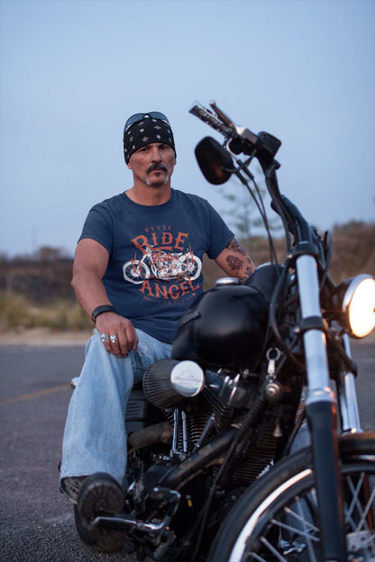Biker T-Shirt Never Ride Faster Than Your Angel Can Fly Motorcycle Motorbiker T-Shirt Gift