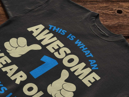 Boys 1st Birthday T-Shirt This Is What An Awesome 1 Year Old looks Like Gift