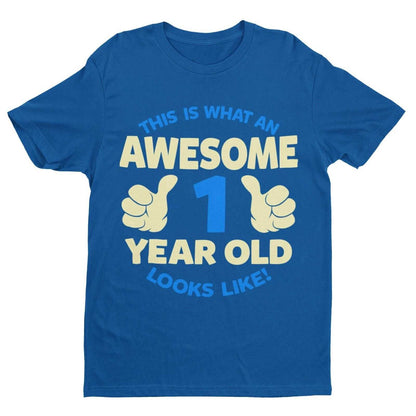 Boys 1st Birthday T-Shirt This Is What An Awesome 1 Year Old looks Like Gift