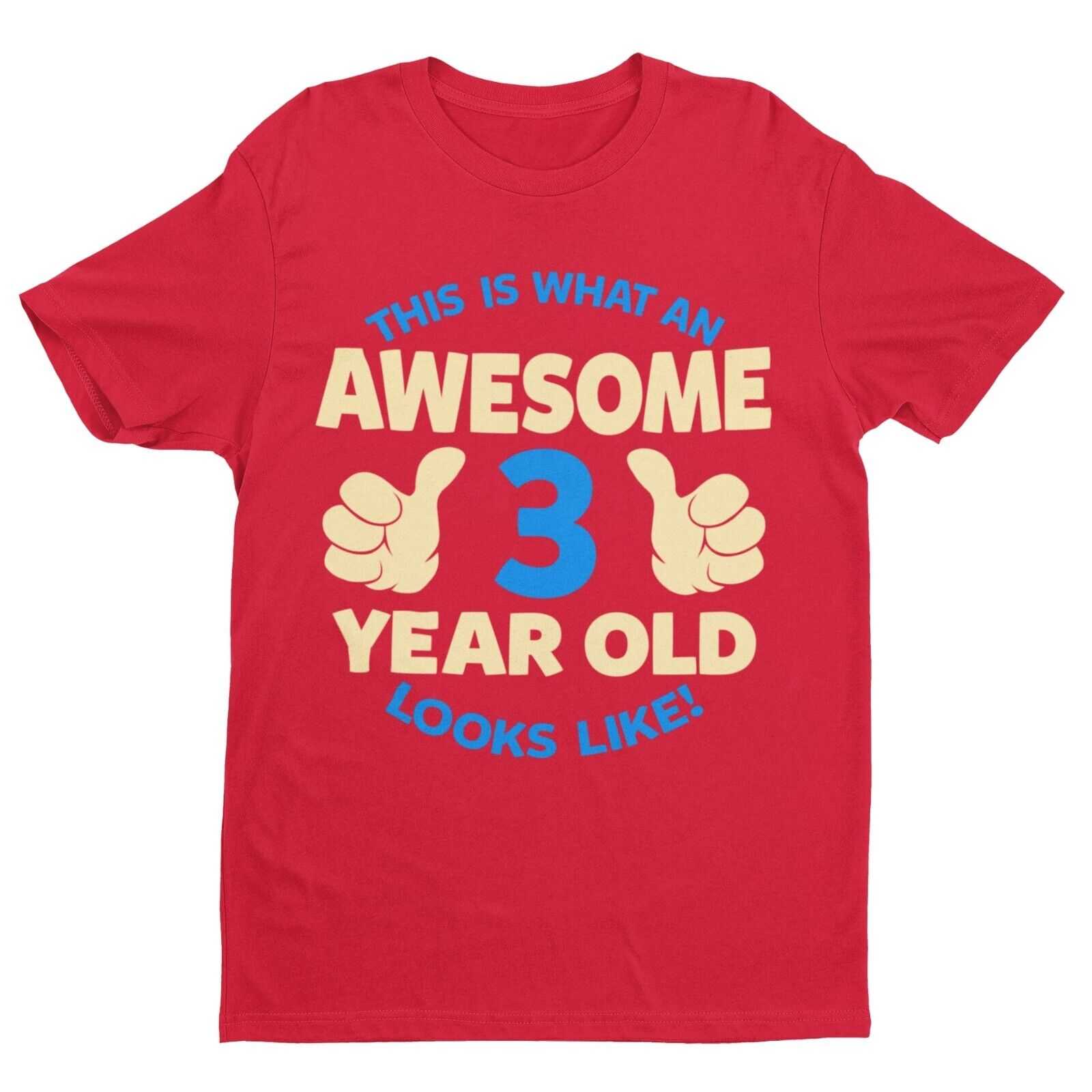 Boys 3rd Birthday T-Shirt This Is What An Awesome 3 Year Old looks Like Gift