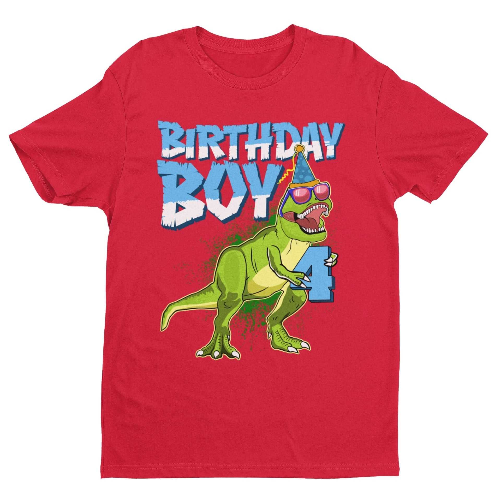 Boys 4th Birthday Dinosaur T-Shirt Birthday Boy T-Shirt Gift