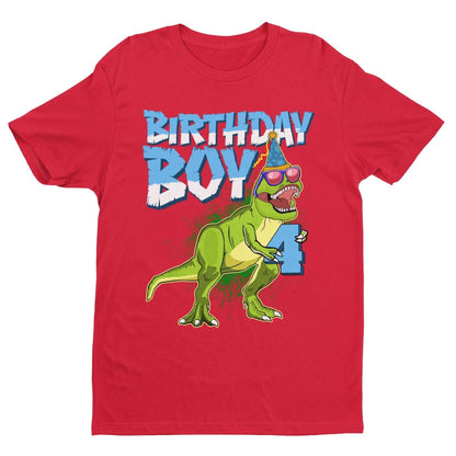 Boys 4th Birthday Dinosaur T-Shirt Birthday Boy T-Shirt Gift