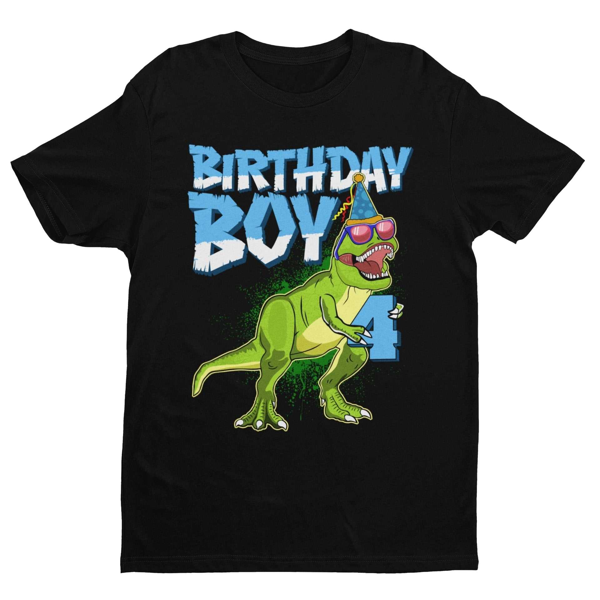 Boys 4th Birthday Dinosaur T-Shirt Birthday Boy T-Shirt Gift