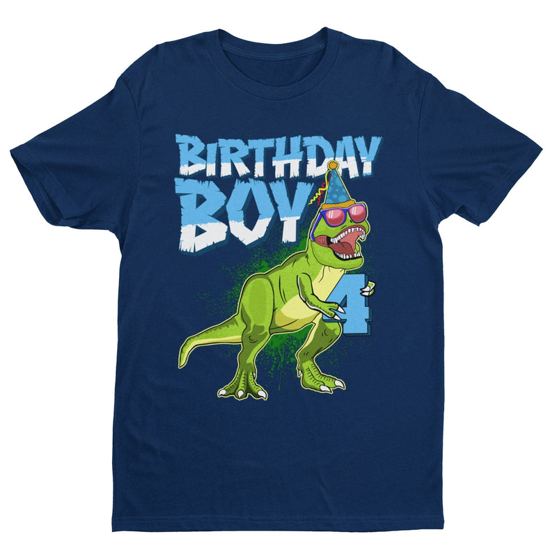 Boys 4th Birthday Dinosaur T Shirt Birthday Boy - Galaxy Tees