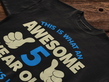 Galaxy Tees kids' T-shirt size guide for Boys' Awesome 5 Year Old Birthday T-Shirt