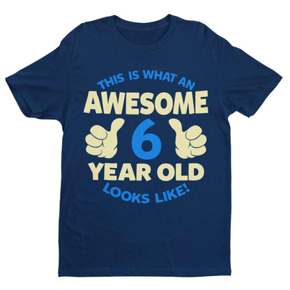Boys 6th Birthday T-Shirt This Is What An Awesome 6 Year Old looks Like Gift