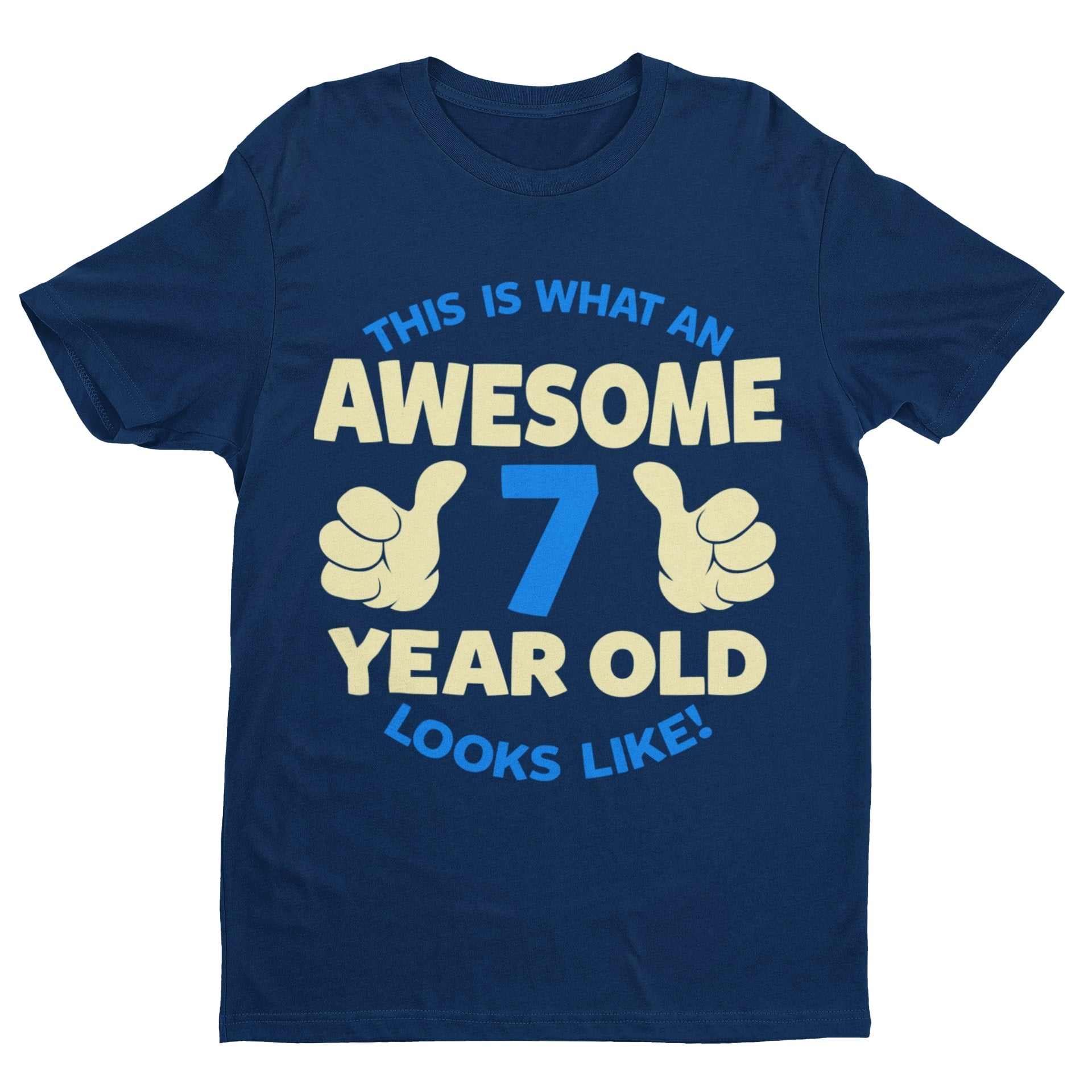 Boys 7th Birthday T-Shirt This Is What An Awesome 7 Year Old looks Like Gift