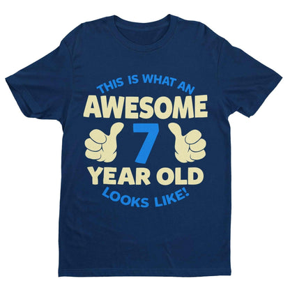 Boys 7th Birthday T-Shirt This Is What An Awesome 7 Year Old looks Like Gift