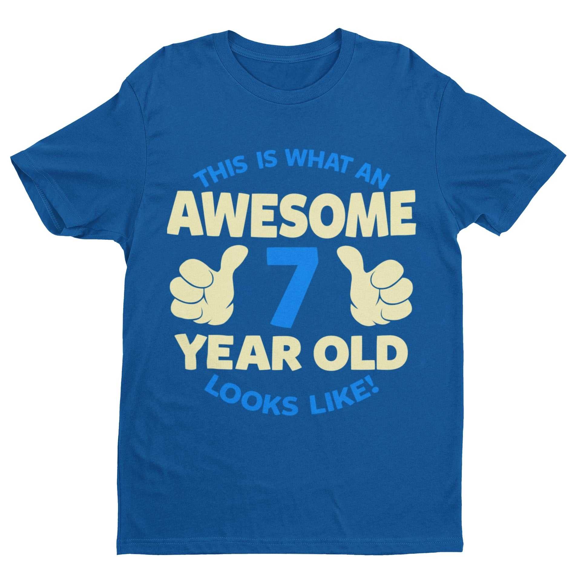 Boys 7th Birthday T-Shirt This Is What An Awesome 7 Year Old looks Like Gift