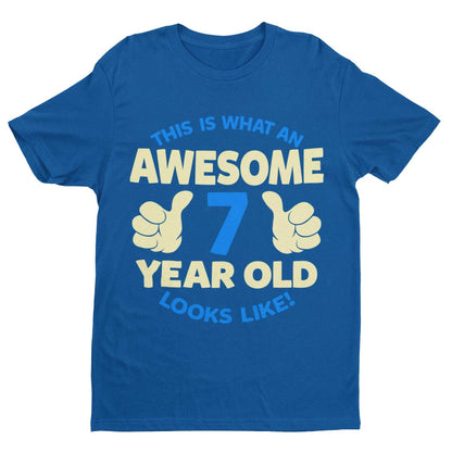 Boys 7th Birthday T-Shirt This Is What An Awesome 7 Year Old looks Like Gift
