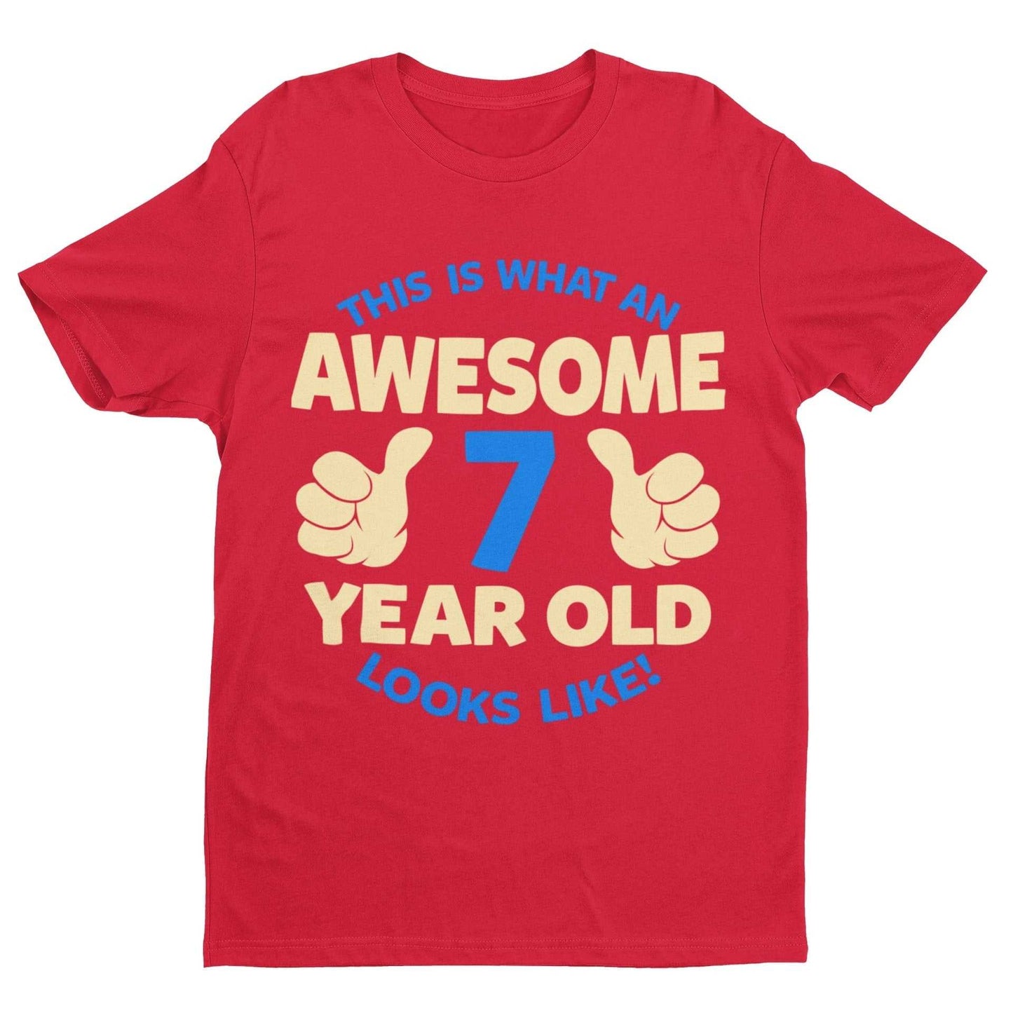 Boys 7th Birthday T-Shirt This Is What An Awesome 7 Year Old looks Like Gift