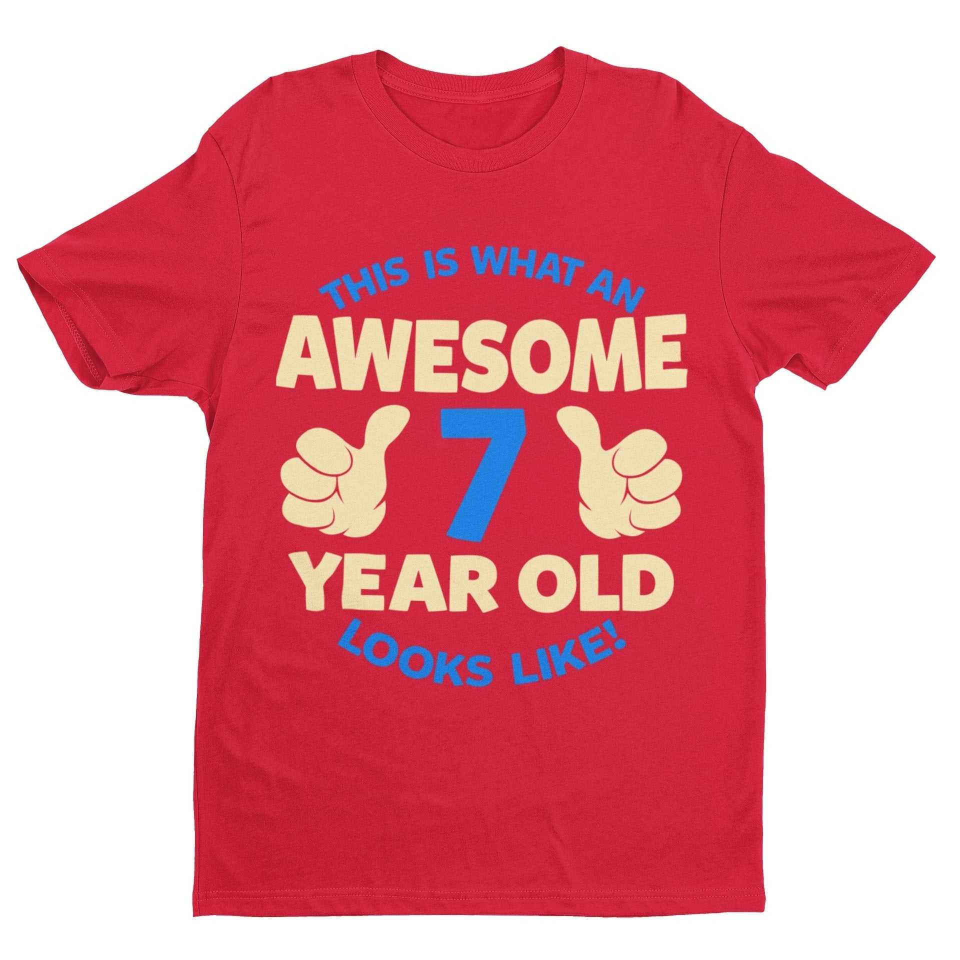 Boys 7th Birthday T-Shirt This Is What An Awesome 7 Year Old looks Like Gift
