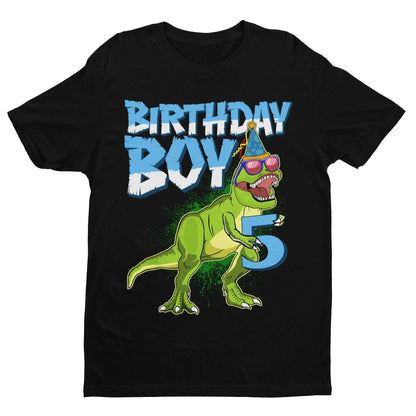 Boys Cute 5th Birthday Dinosaur T-Shirt Dino Fan Novelty T-Shirt Gift