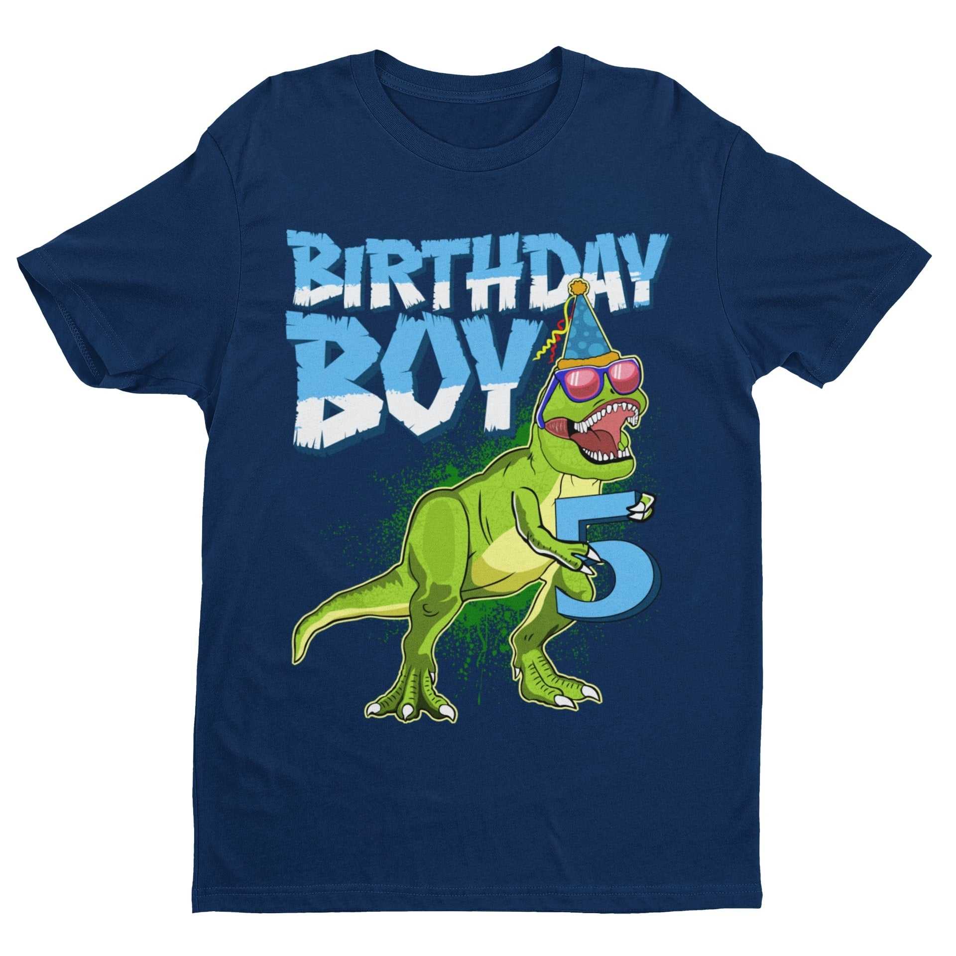 Boys Cute 5th Birthday Dinosaur T-Shirt Dino Fan Novelty T-Shirt Gift
