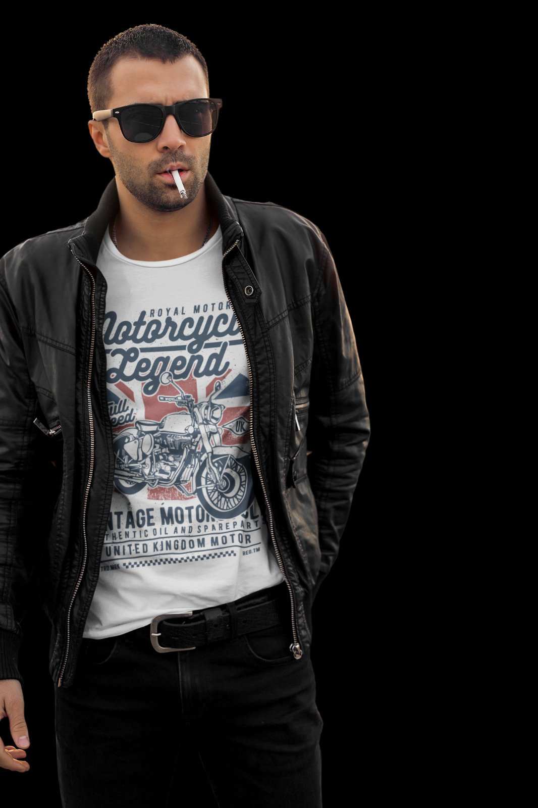 British Biker T-Shirt Motorcycle Legend Vintage Motorbike Union Jack Classic T-Shirt Gift