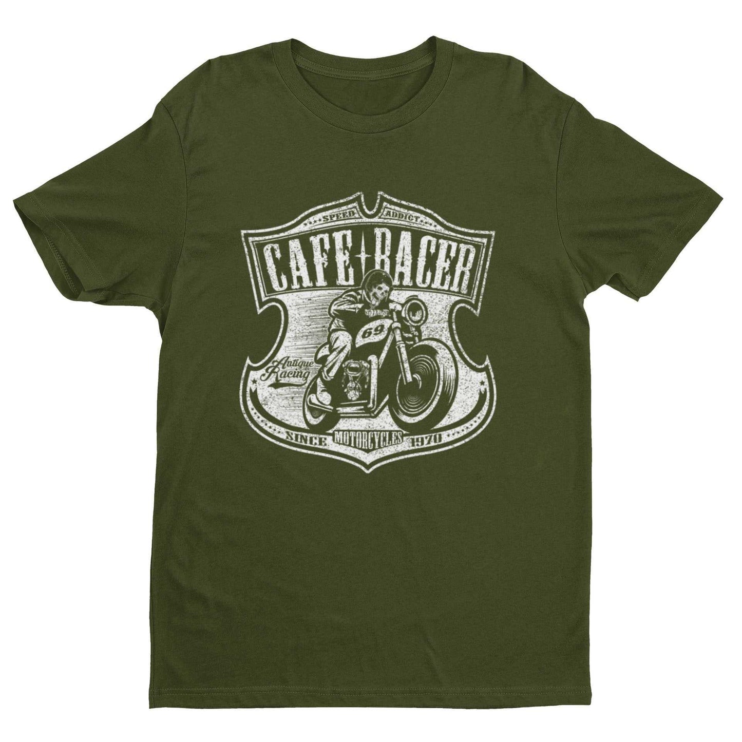 Cafe Racer Biker T-Shirt Speed Addict Motorcycle 69 Classic Bike Skull Gift T-Shirt