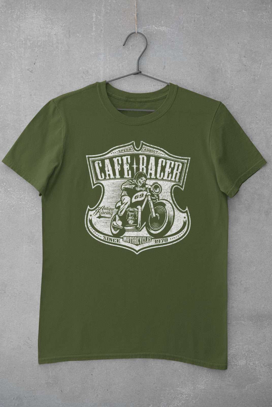 Cafe Racer Biker T-Shirt Speed Addict Motorcycle 69 Classic Bike Skull Gift T-Shirt