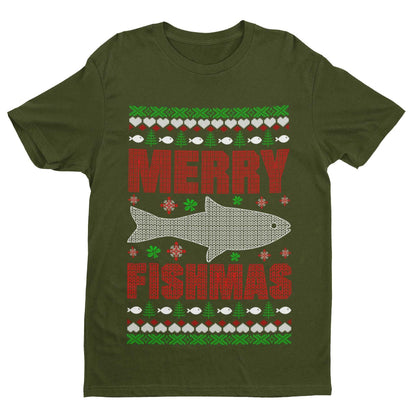 Christmas Fishing T-Shirt Merry Fishmas Xmas Jumper Style Gift For Fisherman Sweatshirt