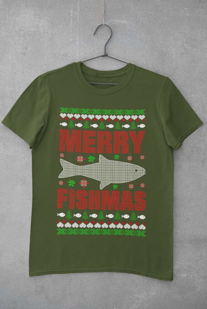 Christmas Fishing T-Shirt Merry Fishmas Xmas Jumper Style Gift For Fisherman Sweatshirt