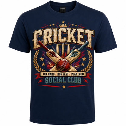 Cricket T-Shirt, Hit Hard Run Fast Play Loud Tee