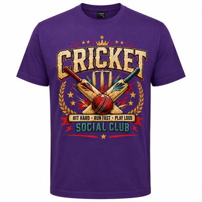 Cricket T-Shirt, Hit Hard Run Fast Play Loud Tee