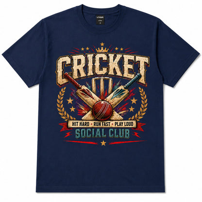 Cricket T-Shirt, Hit Hard Run Fast Play Loud Tee