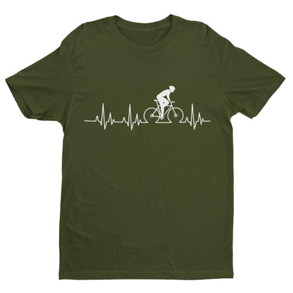 Cycling Pulse Heartbeat T-Shirt Gift For Cyclist Bike Dad Gift Cycle Funny T-Shirt