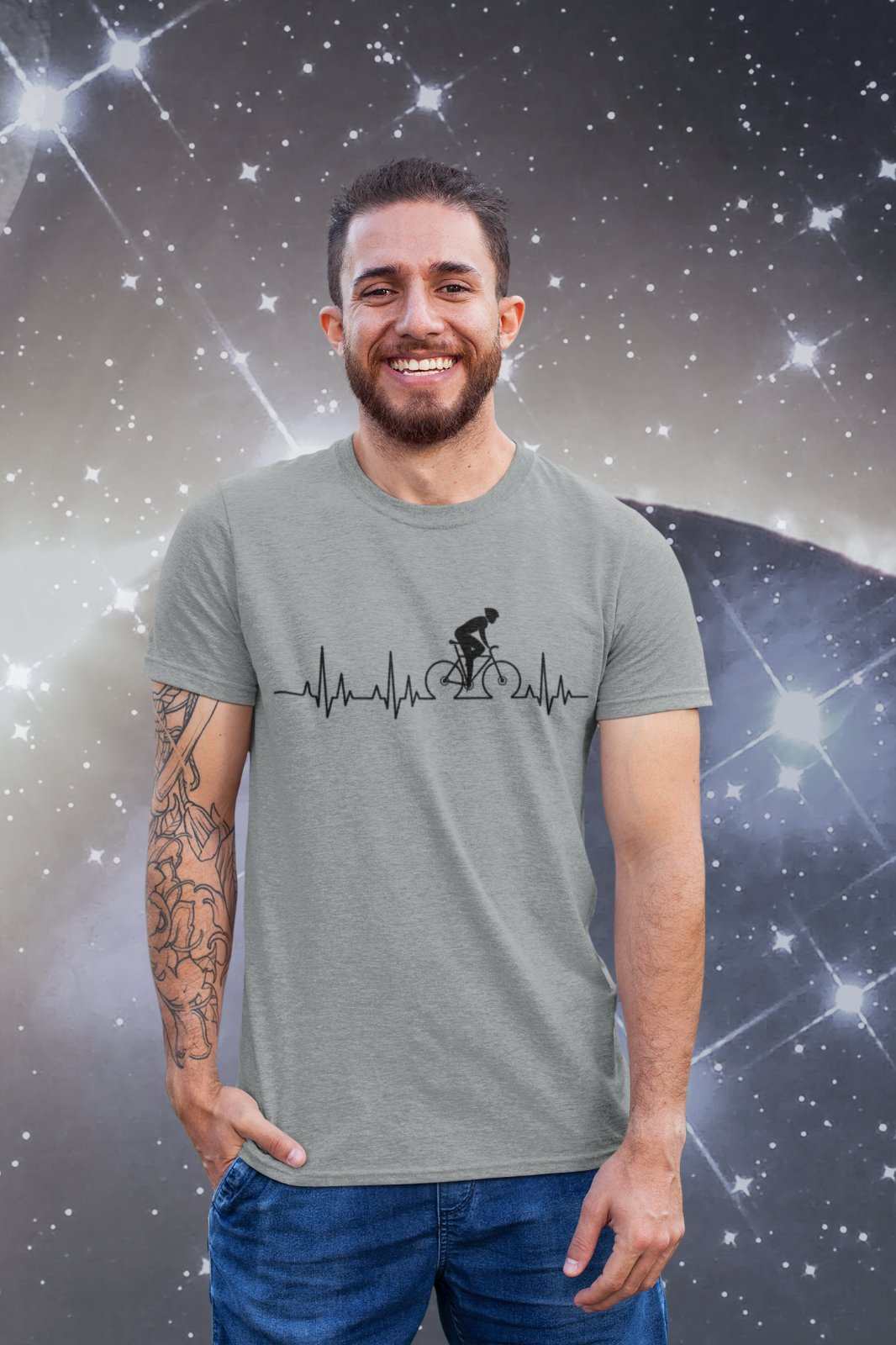 Cycling Pulse Heartbeat T-Shirt Gift For Cyclist Bike Dad Gift Cycle Funny T-Shirt