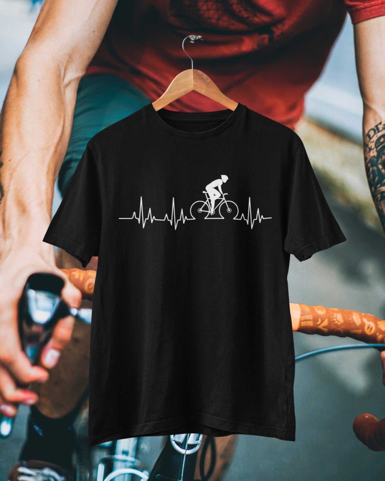 Cycling Pulse Heartbeat T-Shirt Gift For Cyclist Bike Dad Gift Cycle Funny T-Shirt