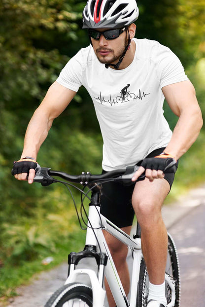 Cycling Pulse Heartbeat T-Shirt Gift For Cyclist Bike Dad Gift Cycle Funny T-Shirt