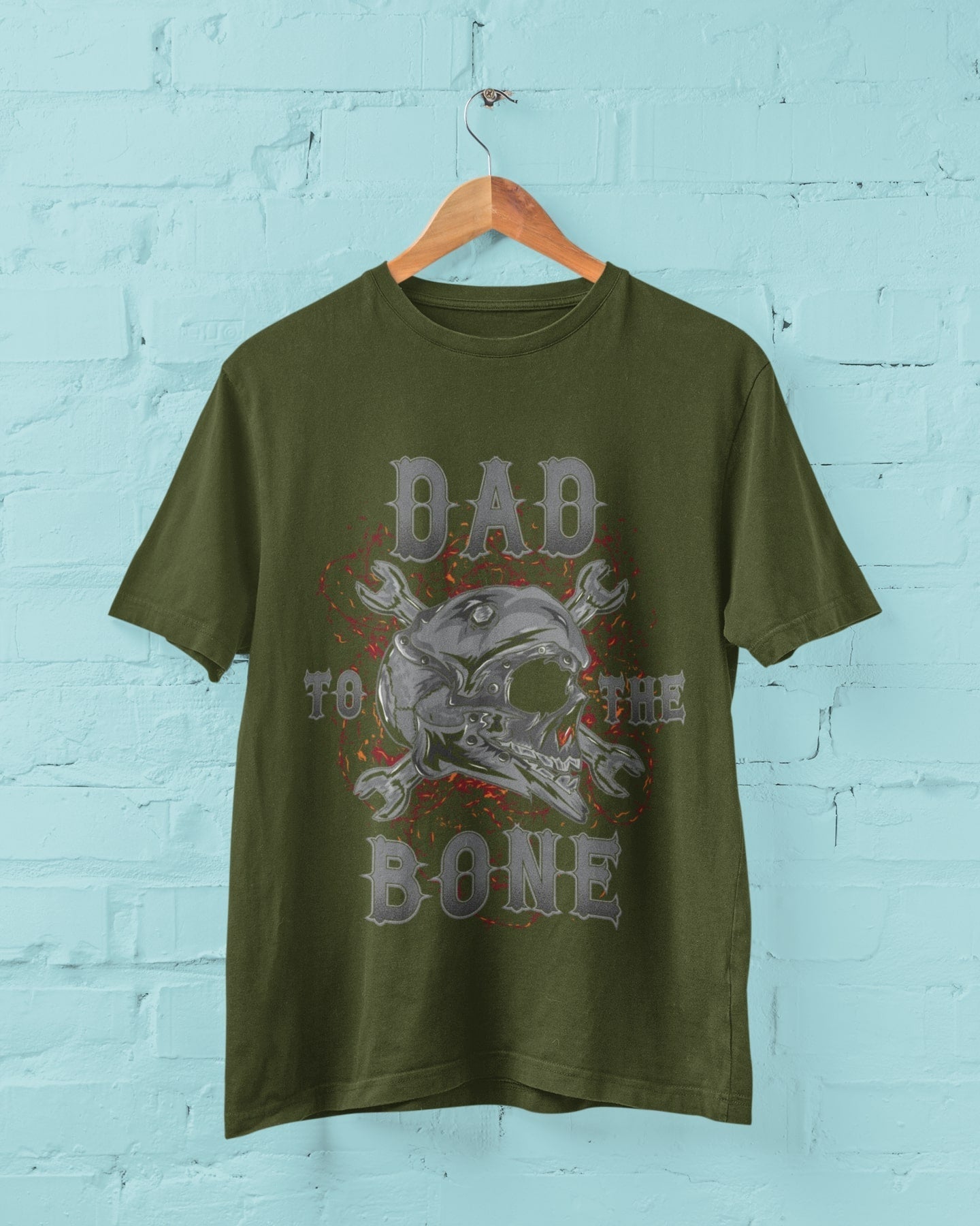 Dad To The Bone Biker T-Shirt Fathers Day Gift Motorcycle Present Skull T-Shirt