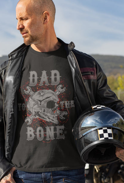Dad To The Bone Biker T-Shirt Fathers Day Gift Motorcycle Present Skull T-Shirt