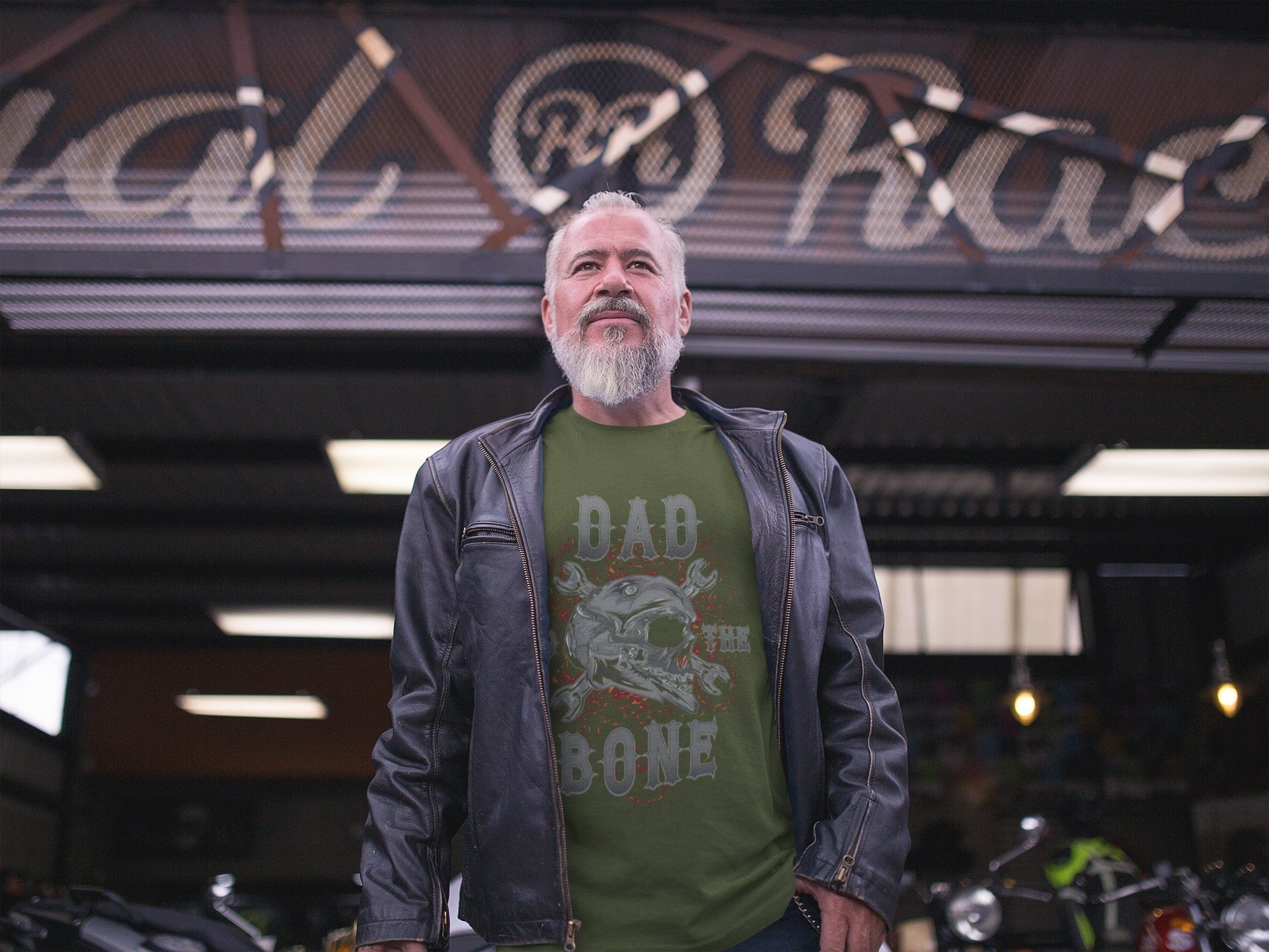 Dad To The Bone Biker T-Shirt Fathers Day Gift Motorcycle Present Skull T-Shirt