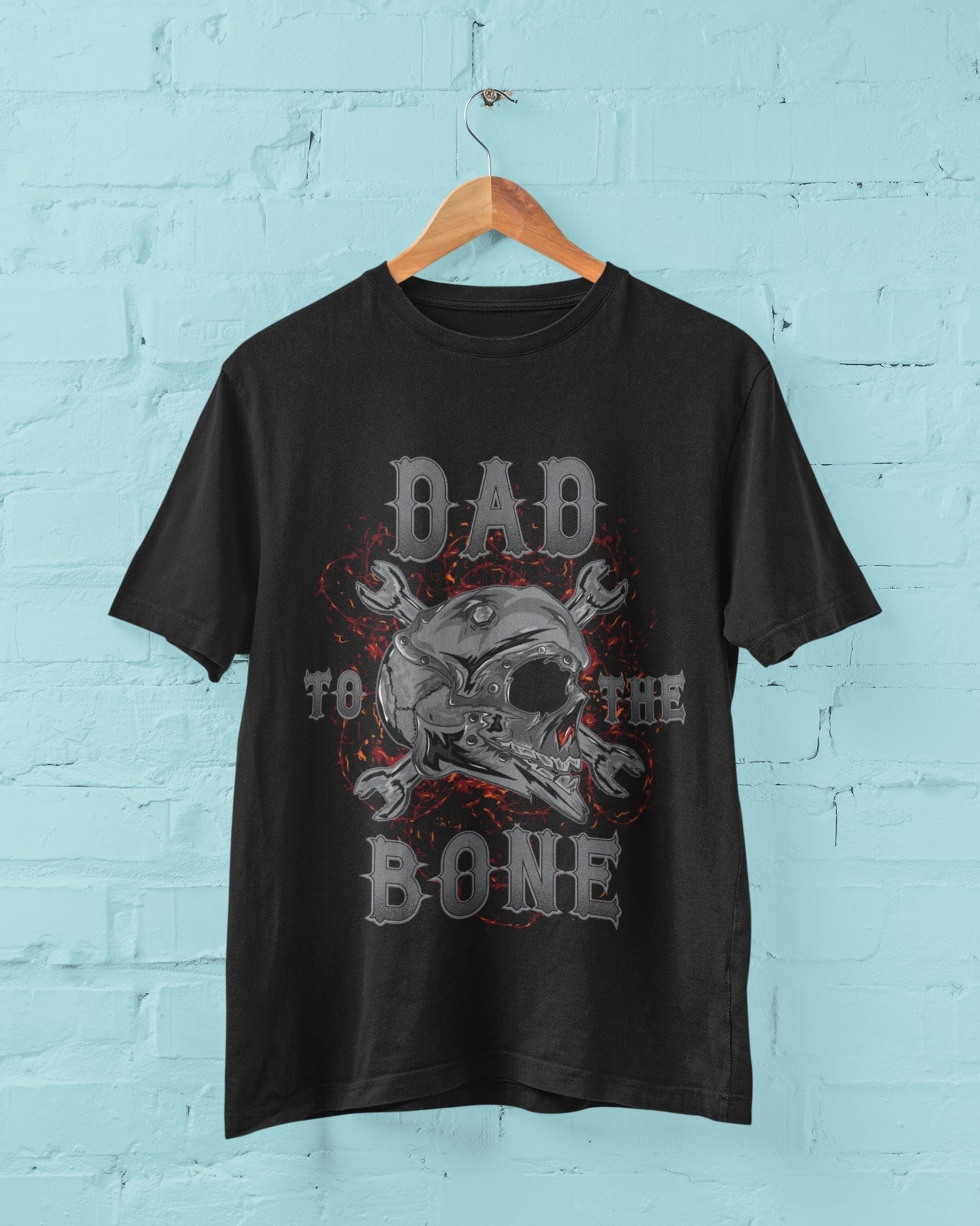 Dad To The Bone Biker T-Shirt Fathers Day Gift Motorcycle Present Skull T-Shirt