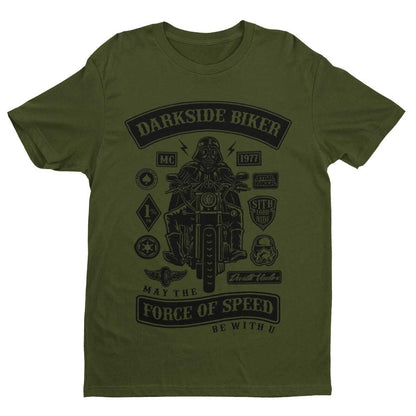 DARKSIDE BIKER T-Shirt Vader Darth Motorcycle Parody MC 1977 Sci Fi Funny Force T-Shirt Gift