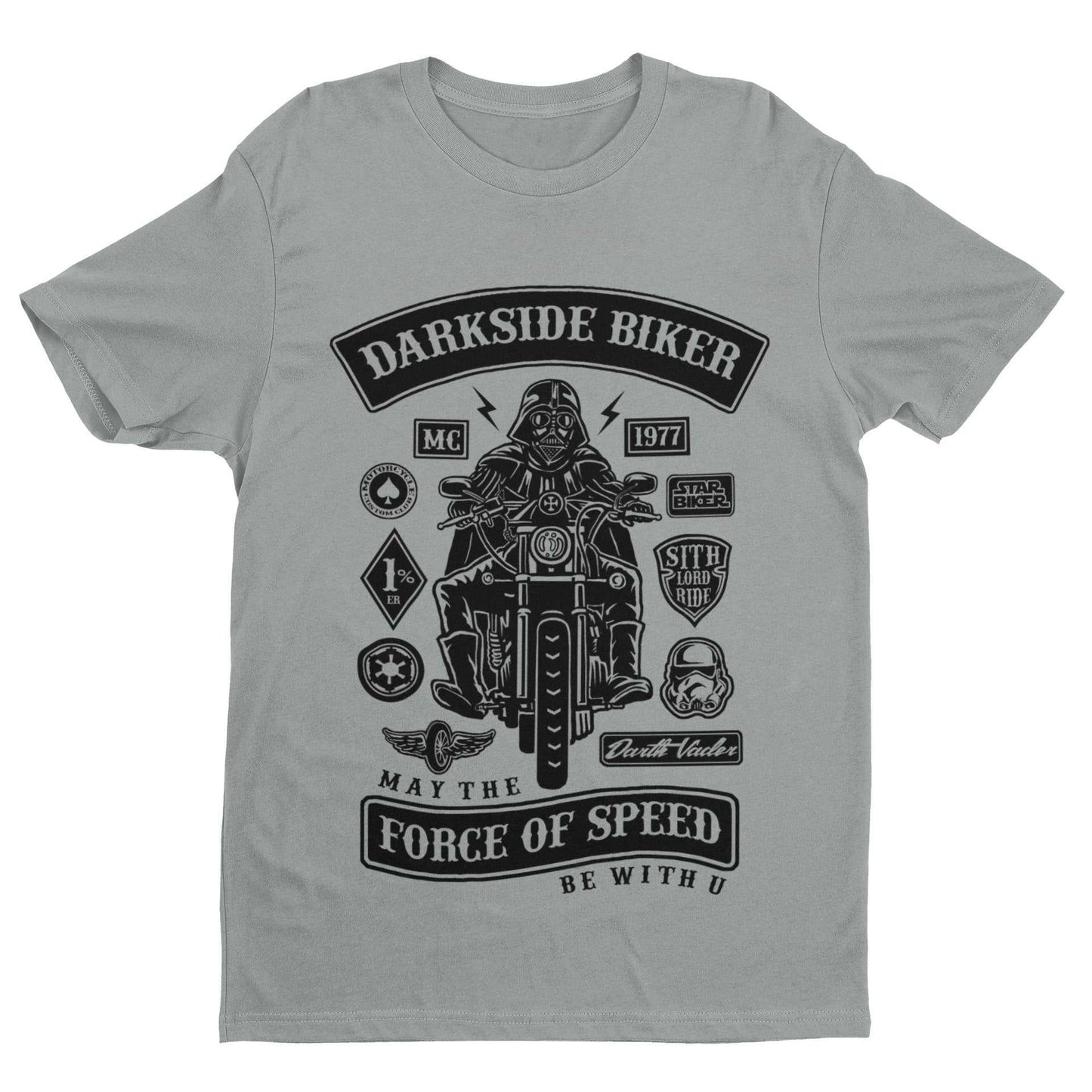 DARKSIDE BIKER T-Shirt Vader Darth Motorcycle Parody MC 1977 Sci Fi Funny Force T-Shirt Gift