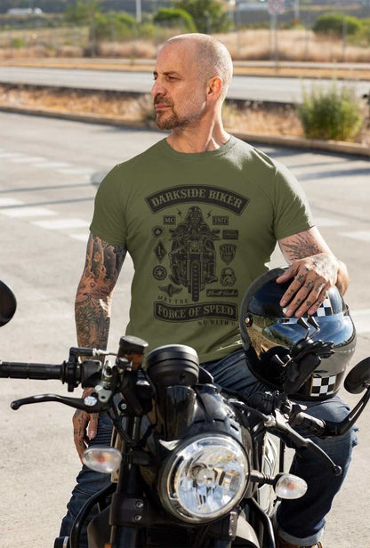 DARKSIDE BIKER T-Shirt Vader Darth Motorcycle Parody MC 1977 Sci Fi Funny Force T-Shirt Gift