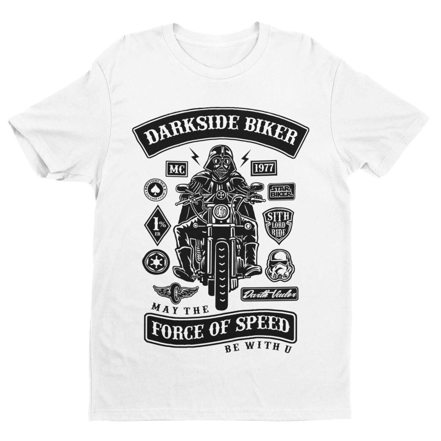DARKSIDE BIKER T-Shirt Vader Darth Motorcycle Parody MC 1977 Sci Fi Funny Force T-Shirt Gift