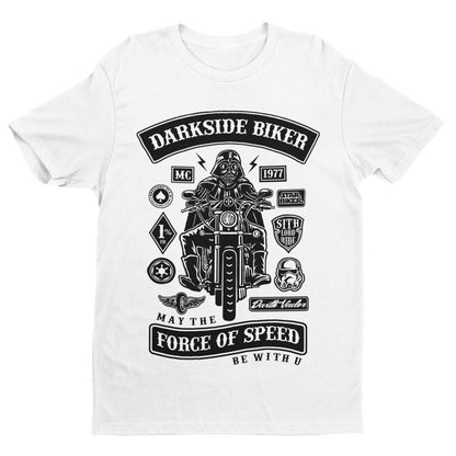 DARKSIDE BIKER T-Shirt Vader Darth Motorcycle Parody MC 1977 Sci Fi Funny Force T-Shirt Gift