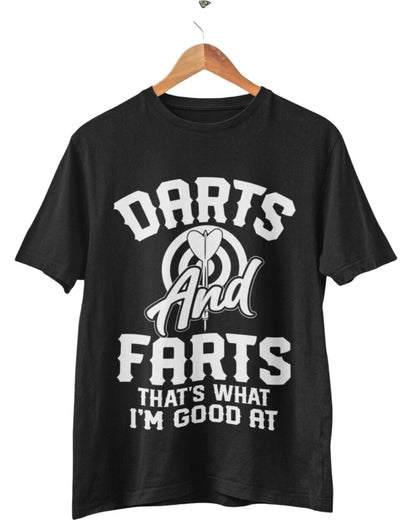 DARTS AND FARTS Funny T-Shirt Man To Oche Gift Darts Team Dad Present Rude T-Shirt