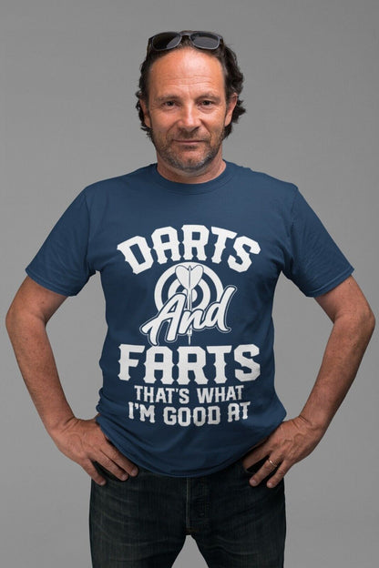 DARTS AND FARTS Funny T-Shirt Man To Oche Gift Darts Team Dad Present Rude T-Shirt