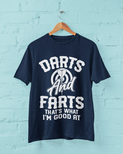 DARTS AND FARTS Funny T-Shirt Man To Oche Gift Darts Team Dad Present Rude T-Shirt