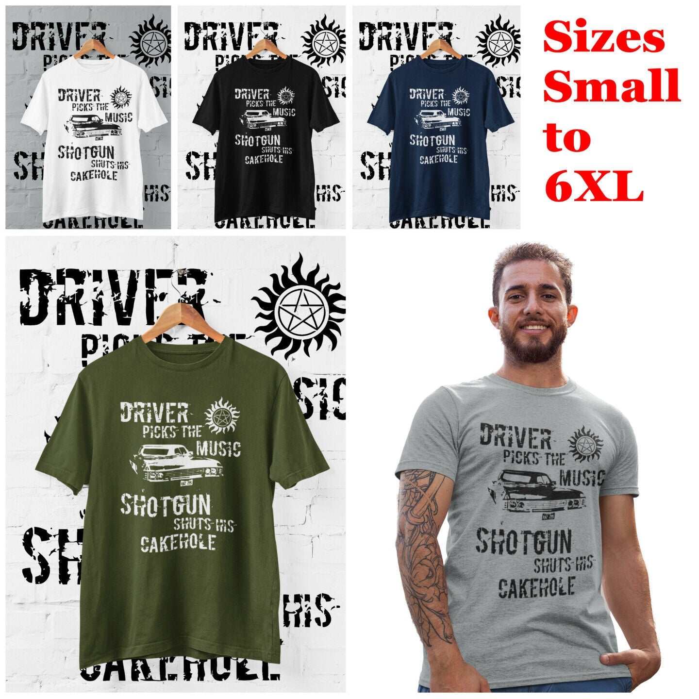 Driver Picks The Music Shotgun Shuts Cakehole T-Shirt Supernatural Winchester T-Shirt