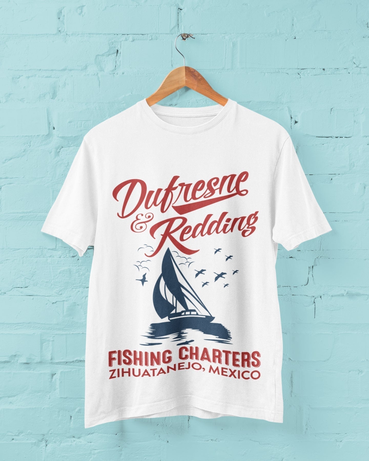 Dufresne & Redding Fishing Charters Retro T-Shirt Andy Red Redemption Shawshank T-Shirt Gift